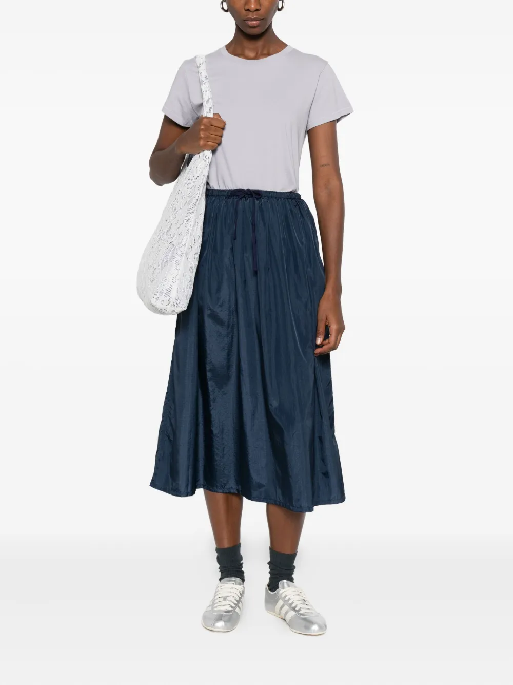 6397 Midi-rok met trekkoord - Blauw