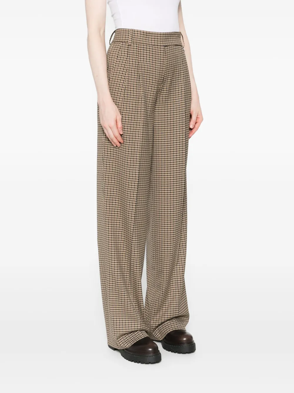Aniye By Check-print Trousers In Brown