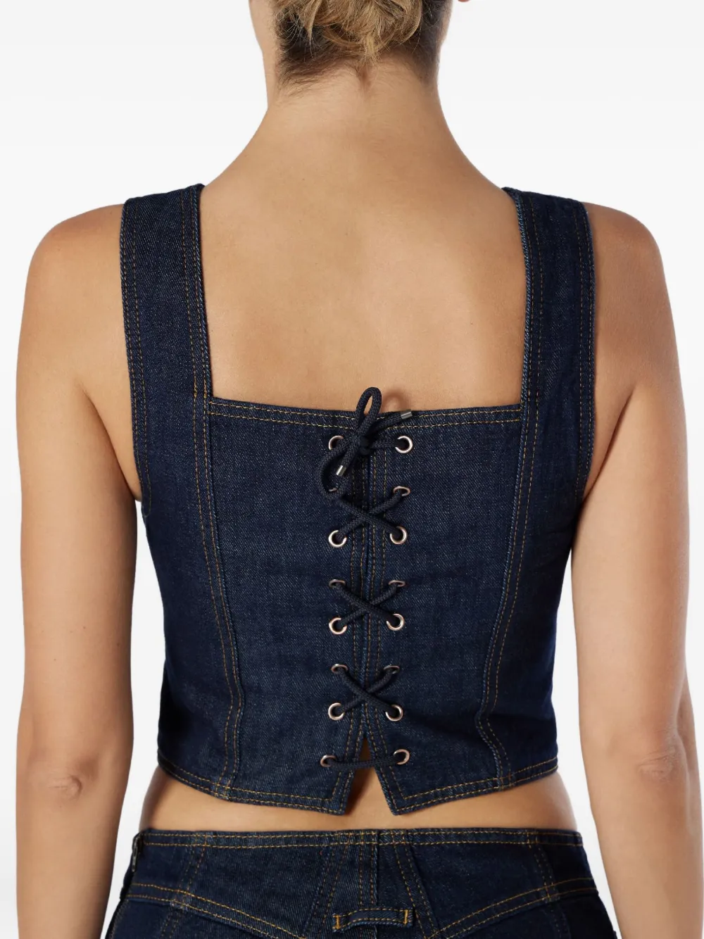 No44 Lace-up Button-fastening Vest In Blue