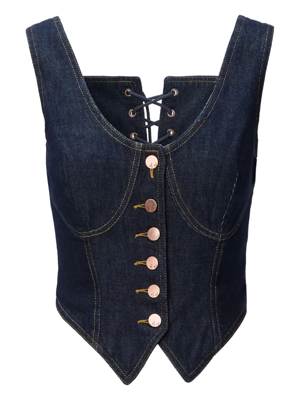 No44 lace-up button-fastening vest | Blue | Image 1