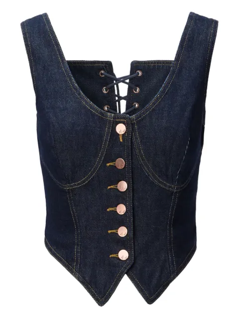 No44 lace-up button-fastening vest