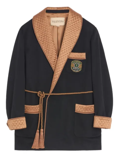 Valentino Garavani embroidered patch belted coat