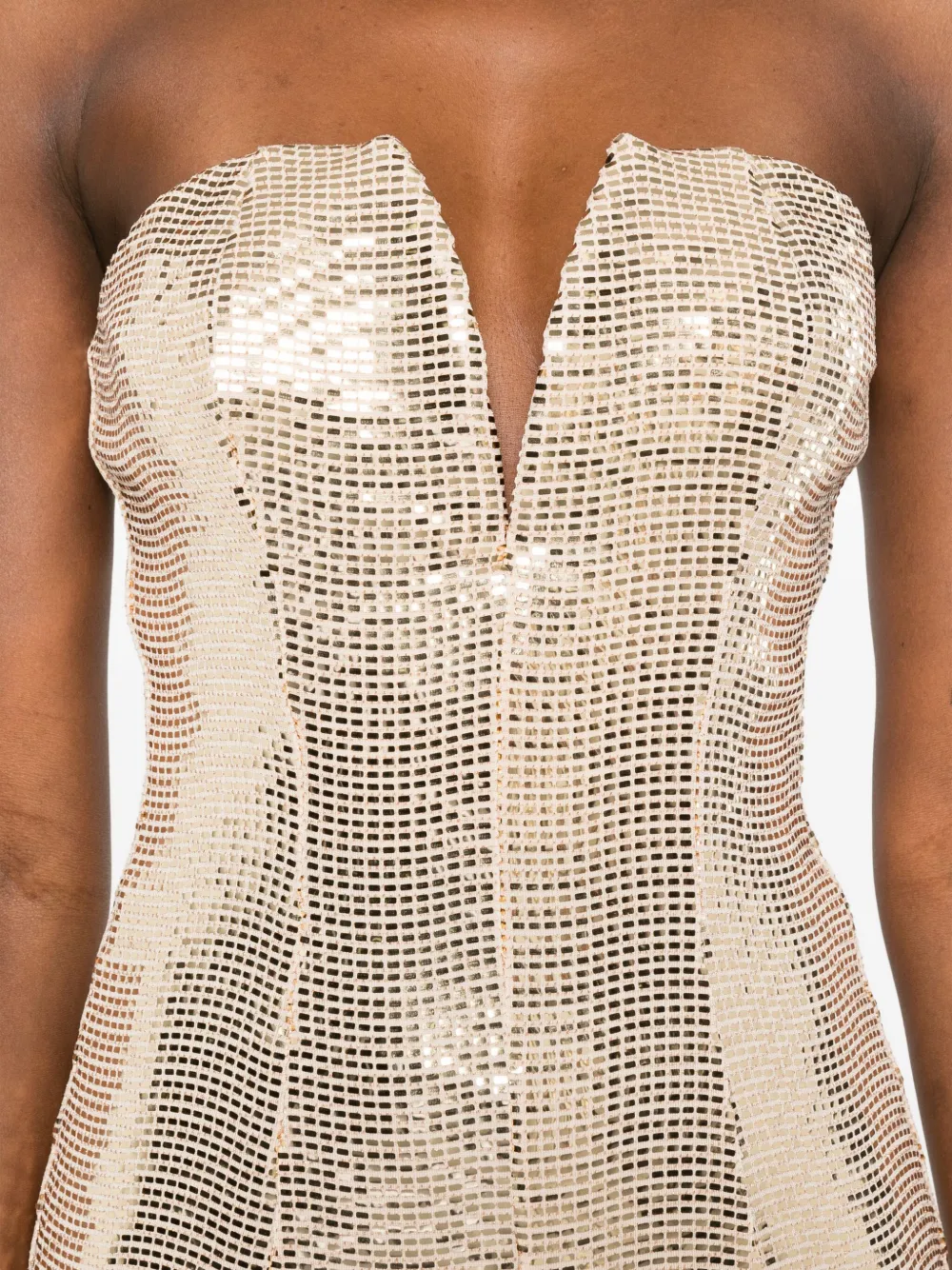 Aniye By Sequin-embellished Strapless Mini Dress In Neutral