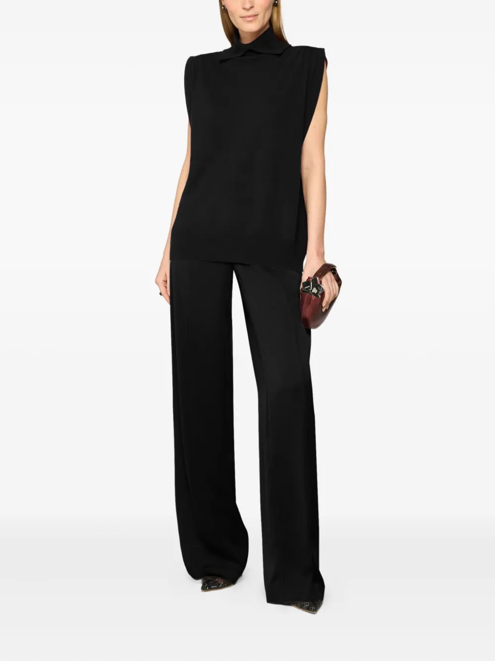 Genny Top met hoge hals - Zwart