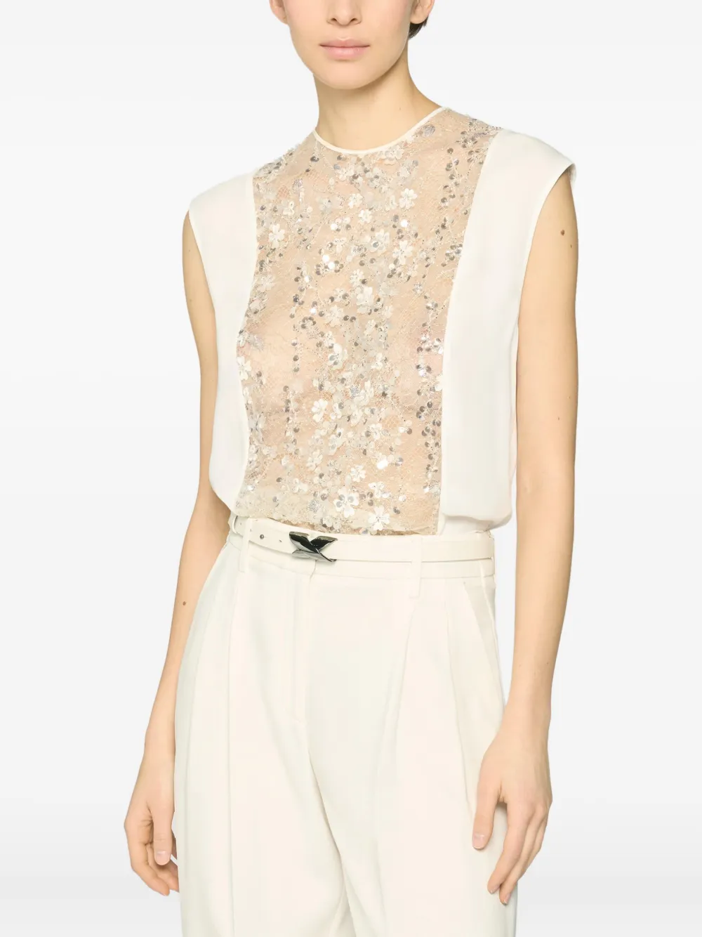 Genny Top verfraaid met pailletten Wit