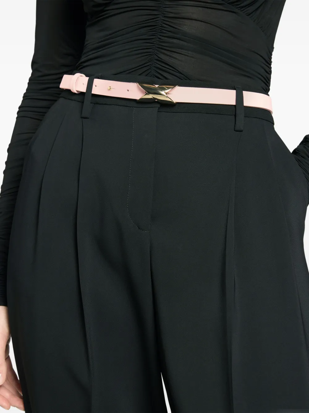 Genny Leren riem met X-gesp Roze