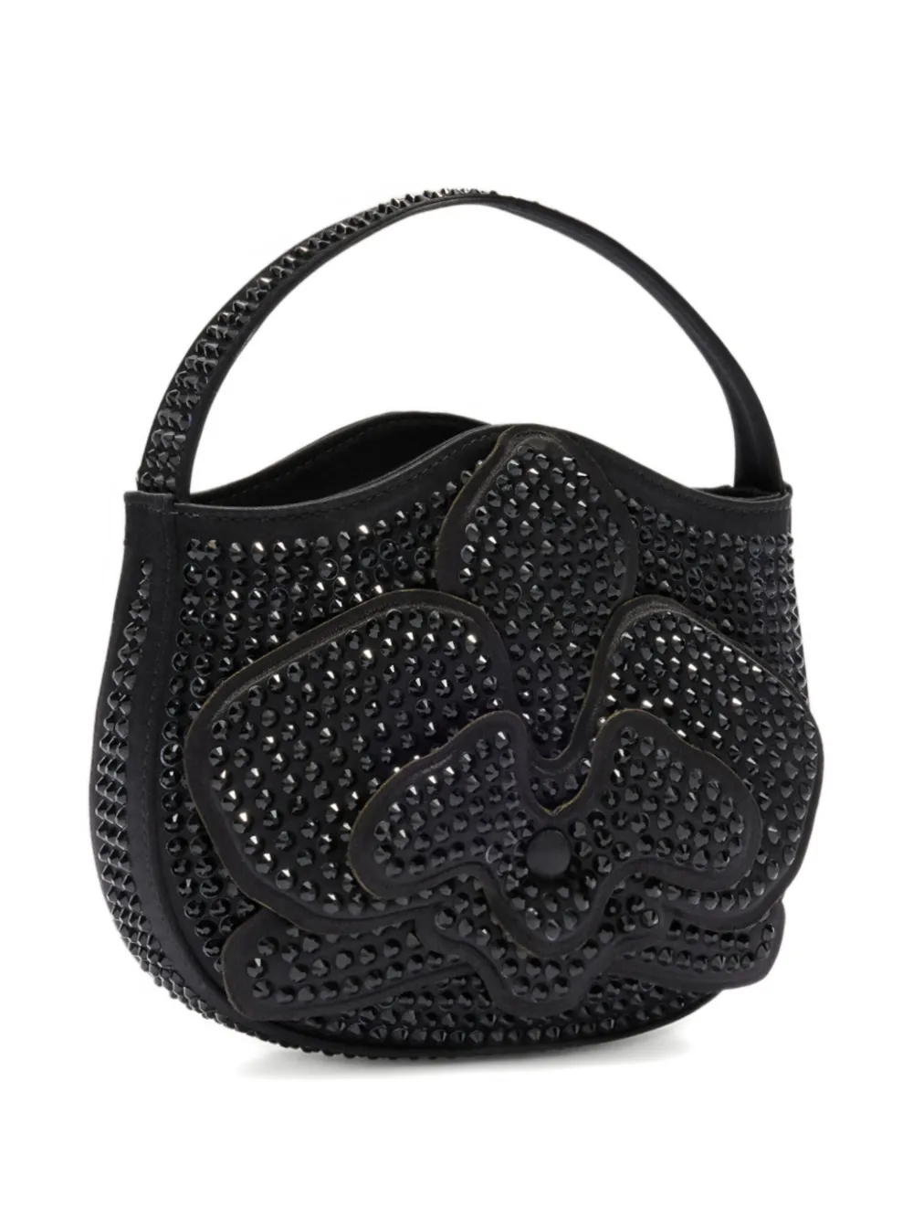 Genny Mini Orchidea Crystal-embellished Tote Bag In Black