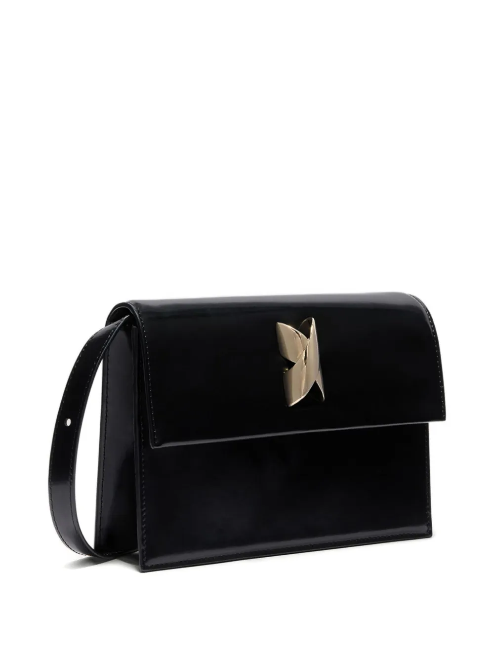 Genny Medium Flap-front Clutch Bag In Black