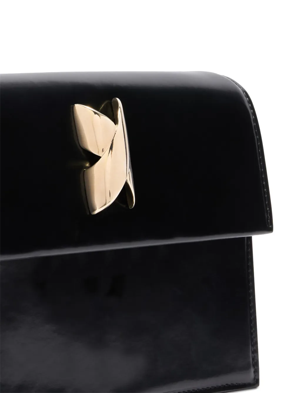 Genny Medium Flap-front Clutch Bag In Black