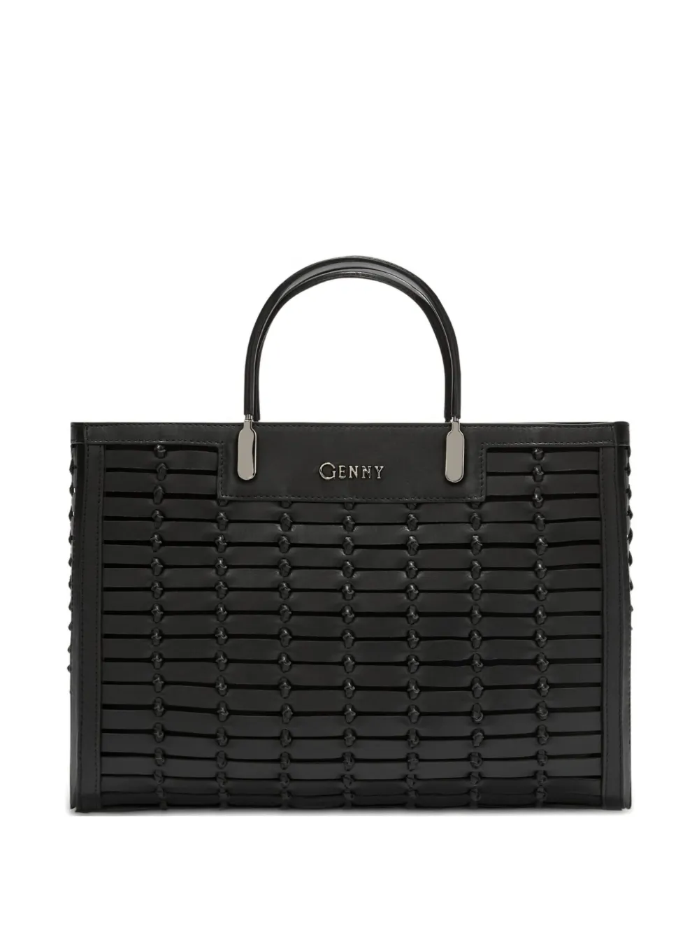 Genny Medium  Leather Tote Bag In Black