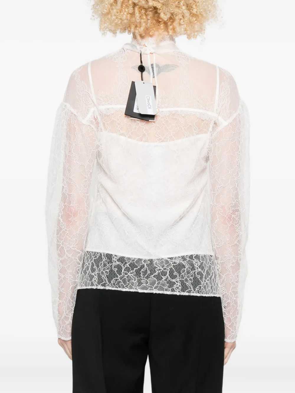 Twinset Delicate Long-sleeve Sheer Lace Shirt In White