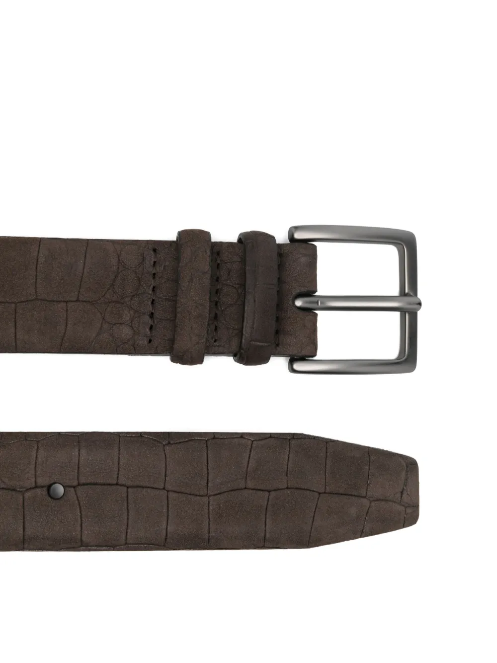Orciani Leren riem met krokodillen-reliëf - Bruin