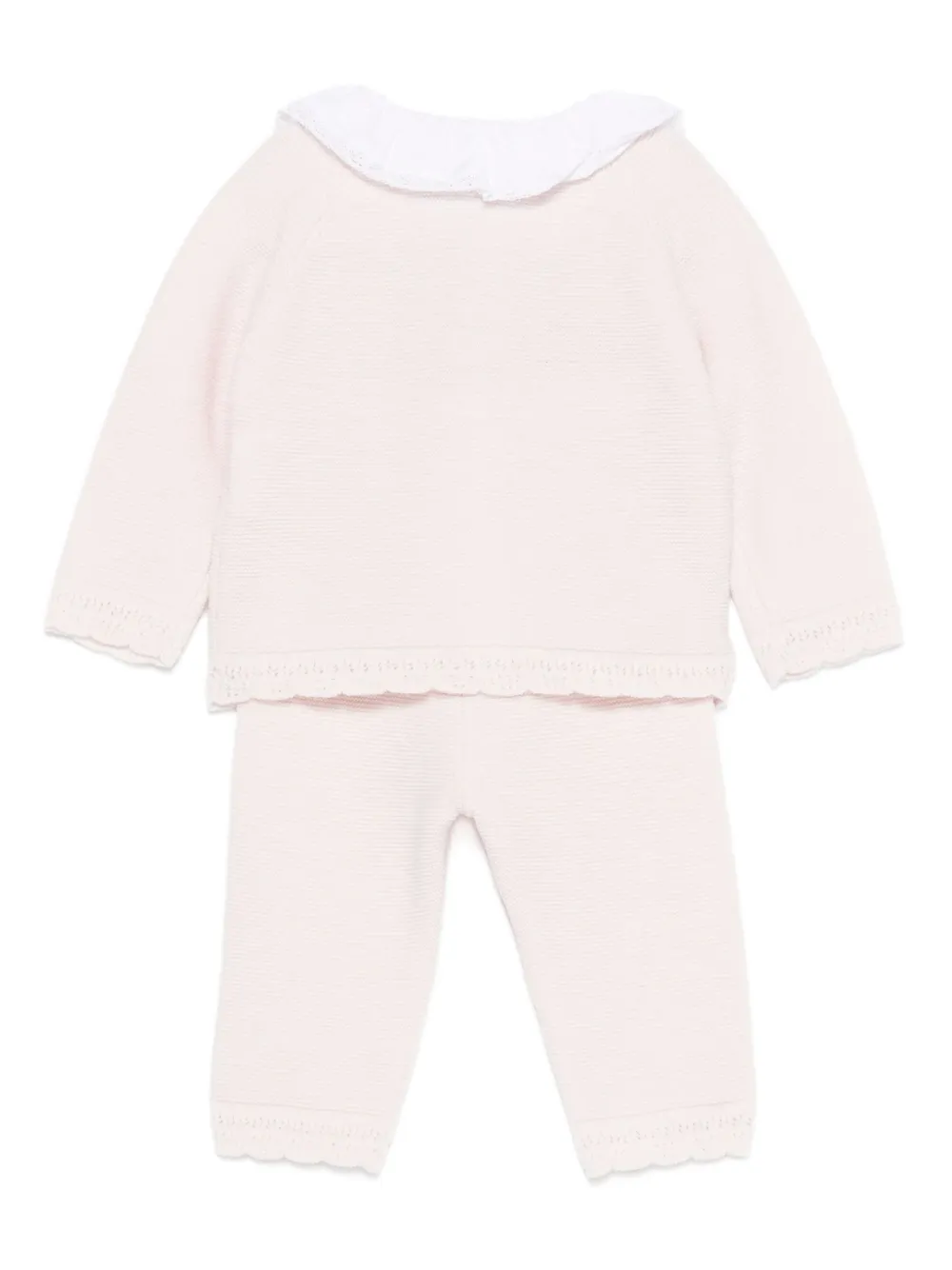 Tartine Et Chocolat Embroidered-collar Knitted Babygrow In Neutral