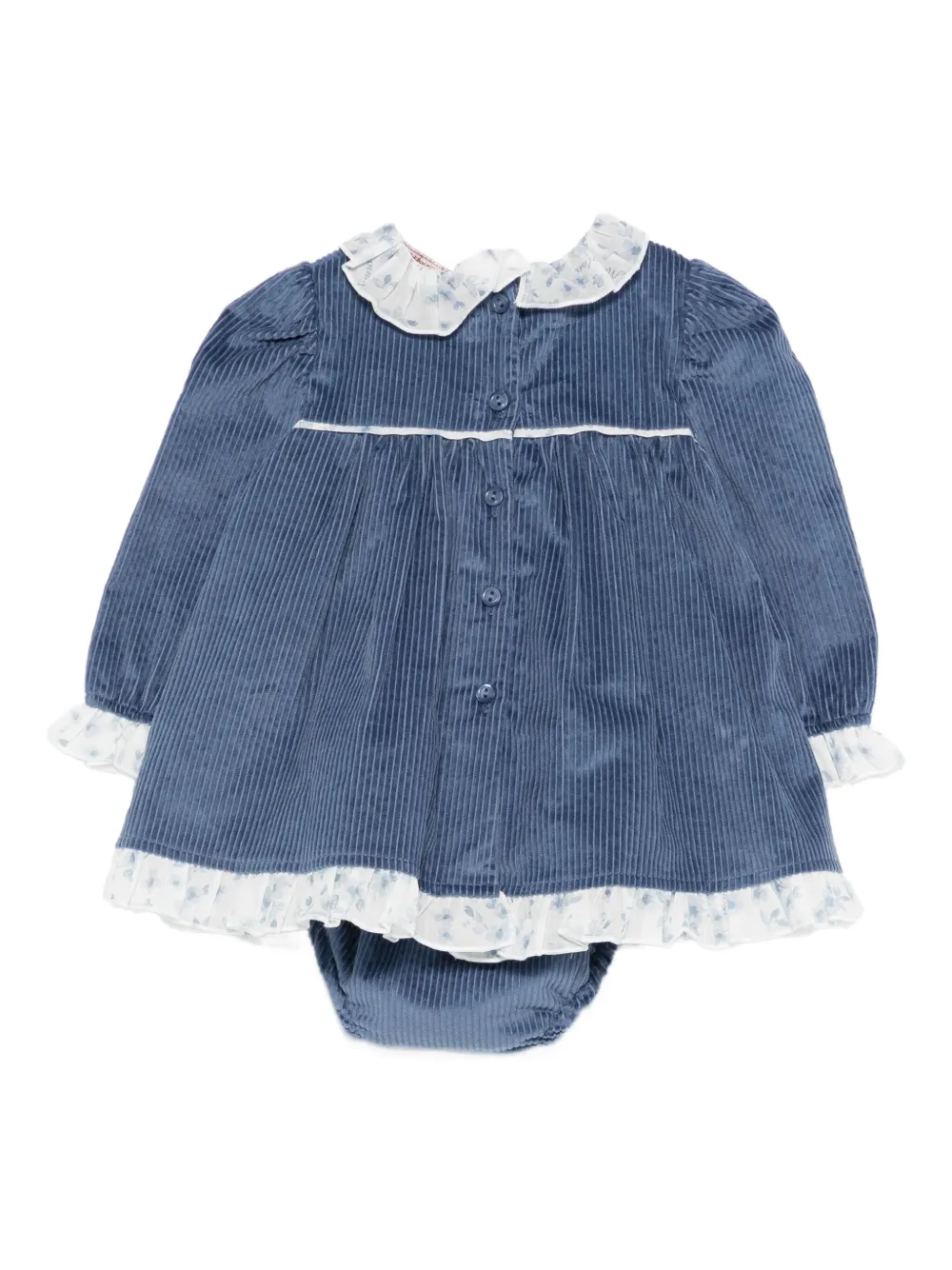 Monnalisa Ribfluwelen jurk met geborduurde teddybeer - Blauw