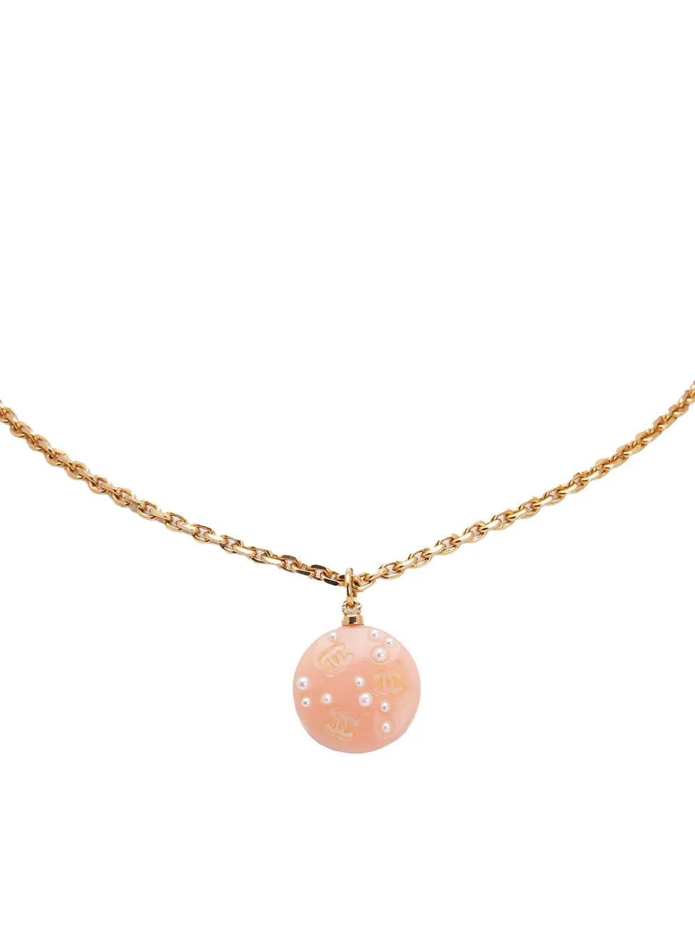 CHANEL Pre-Owned 2005 Resin CC Faux Pearl Pendant Necklace costume necklace | Gold | Image 1