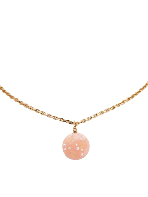 CHANEL Pre-Owned 2005 Resin CC Faux Pearl Pendant Necklace costume necklace