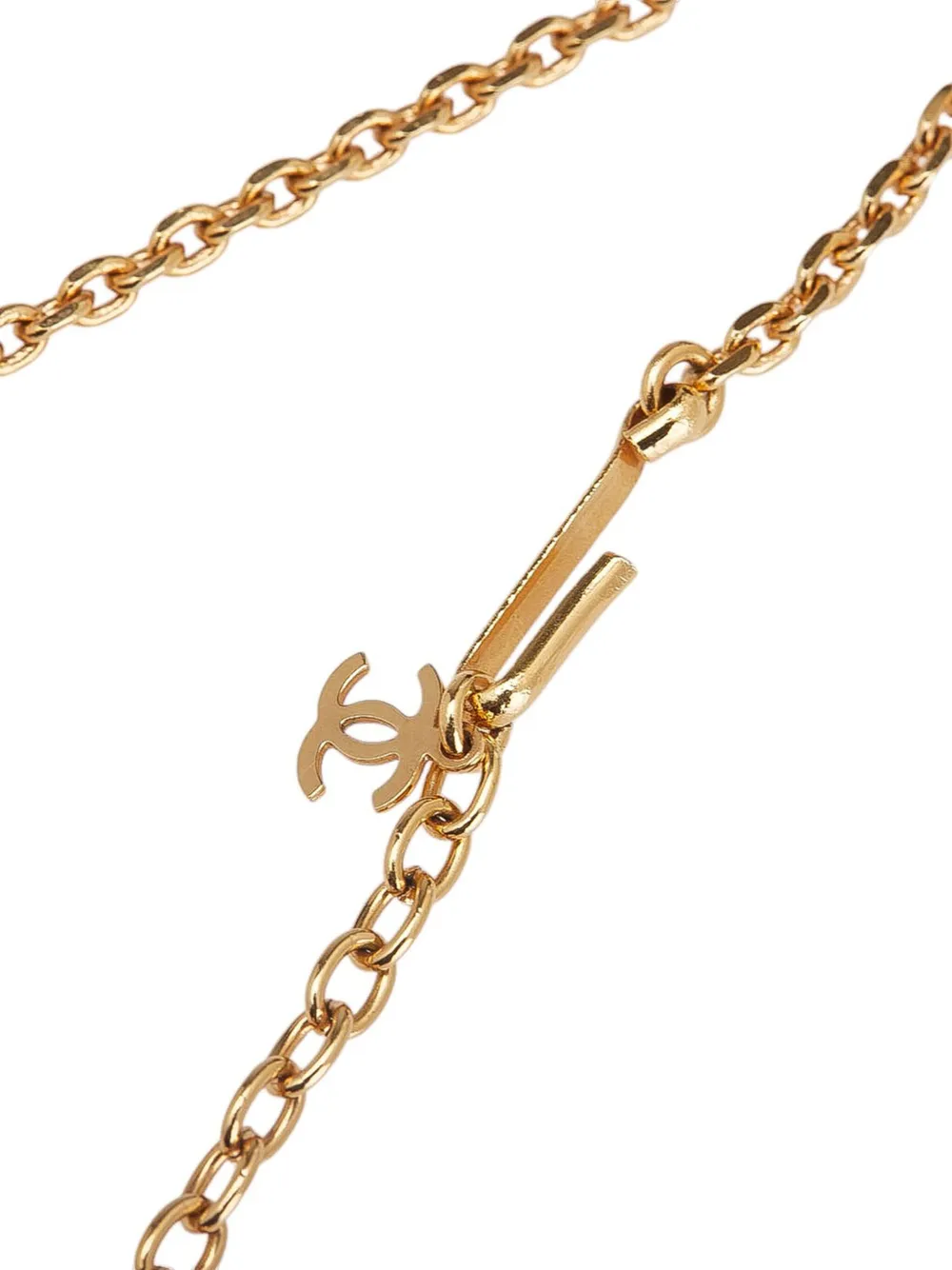 Pre-owned Chanel 2005 Resin Cc Faux Pearl Pendant Necklace Costume Necklace In Gold