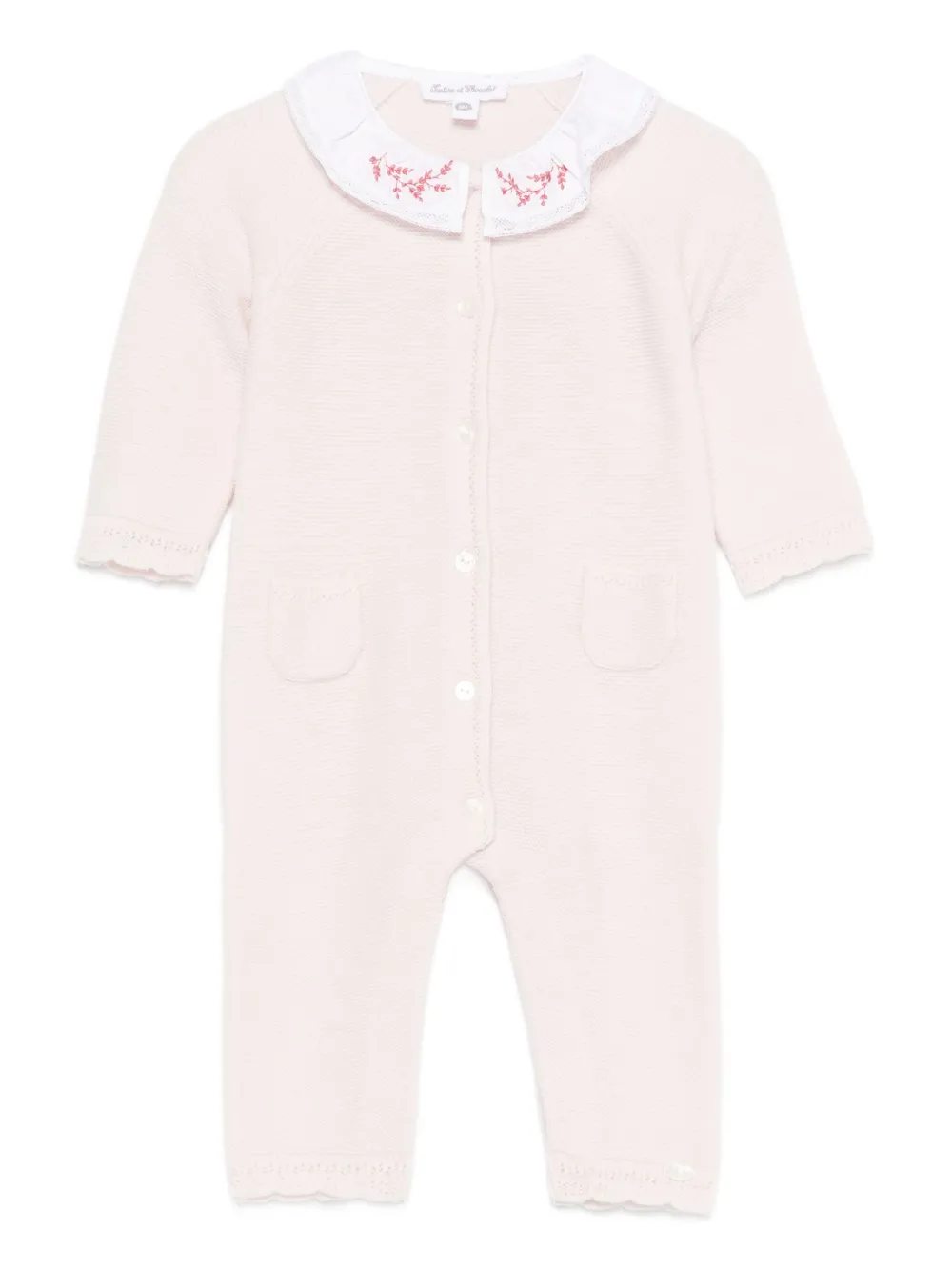 Tartine Et Chocolat Embroidered-collar Romper In White