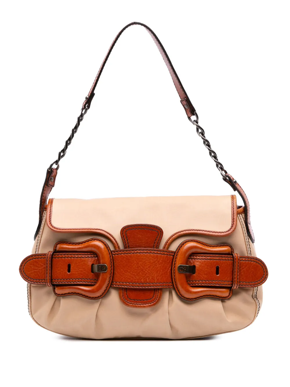Fendi Pre-Owned 2000-2010 Nylon and Leather B Bis shoulder bag - ブラウン Fendi Pre-Owned 2000-2010 Nylon and Leather B Bis shoulder bag - ブラウン
