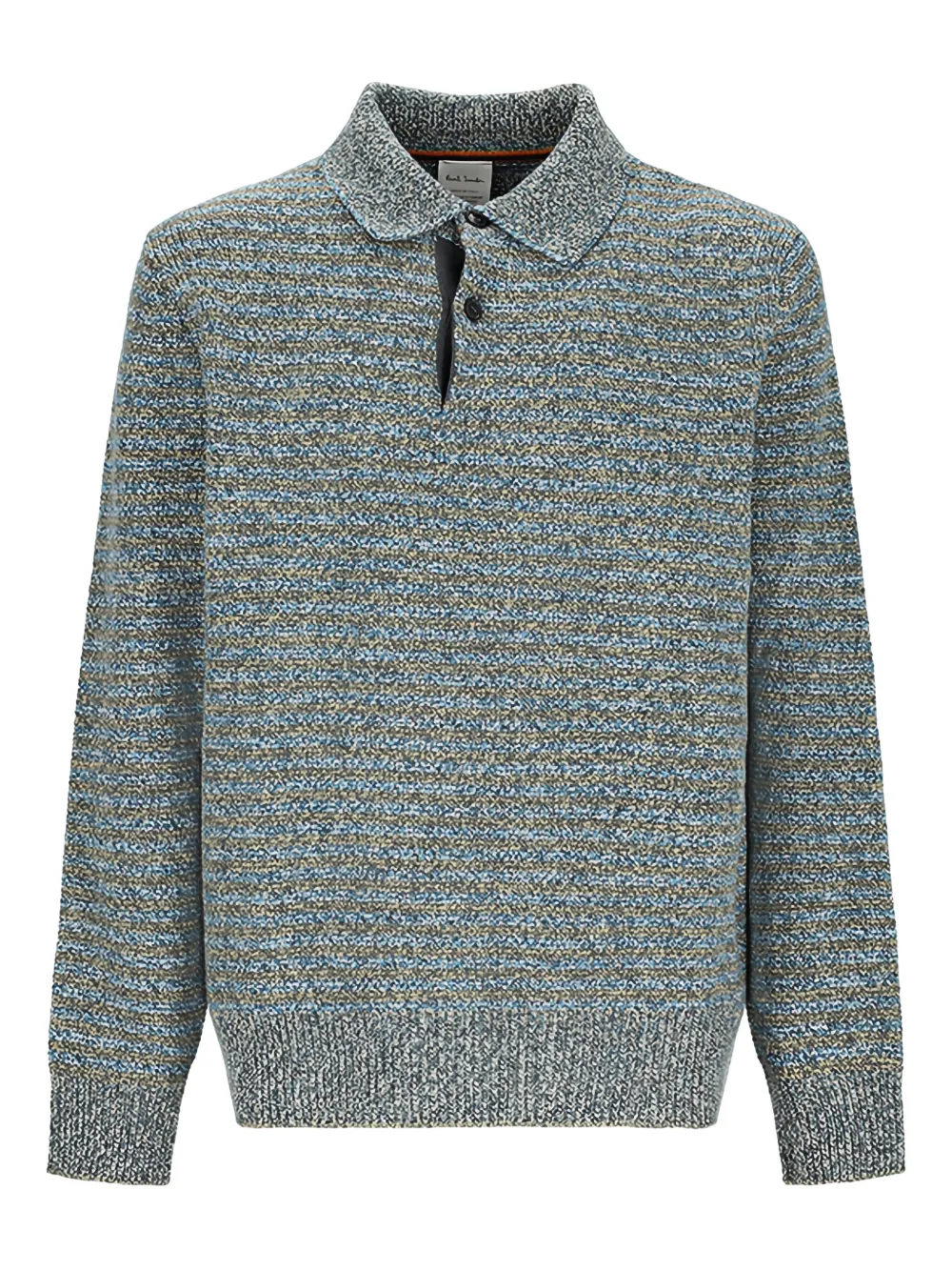 Paul Smith striped polo-neck sweater - ブルー Paul Smith striped polo-neck sweater - ブルー