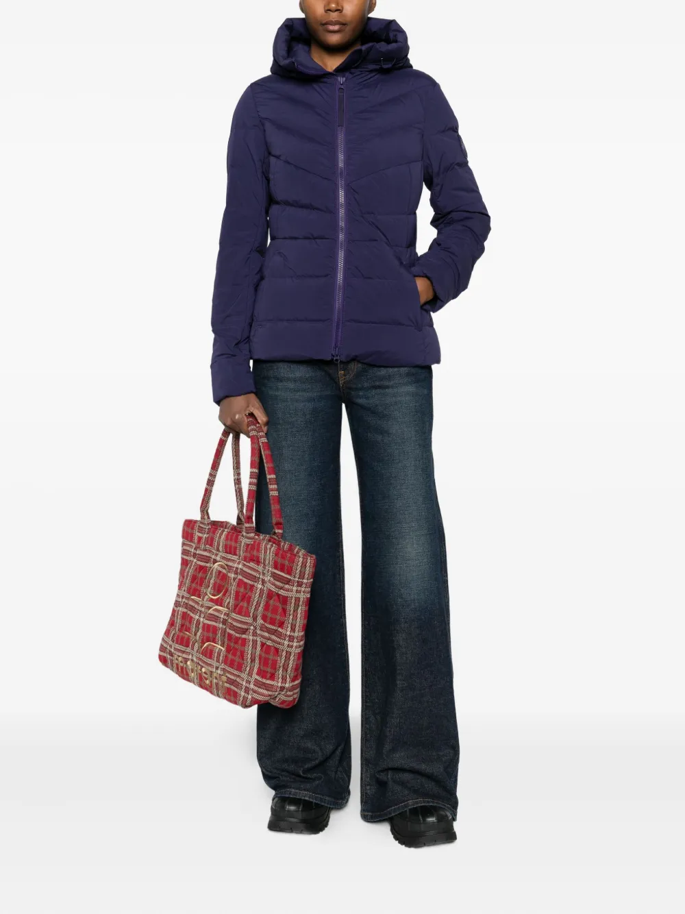 Canada Goose Womens Future Dusk Clair Hooded Stretch-woven Down Jacket In Blue