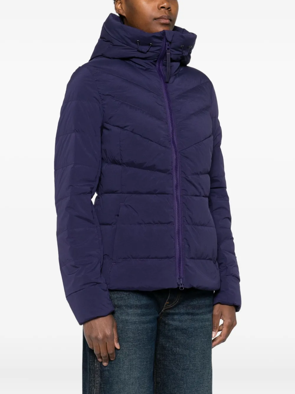 Canada Goose Womens Future Dusk Clair Hooded Stretch-woven Down Jacket In Blue