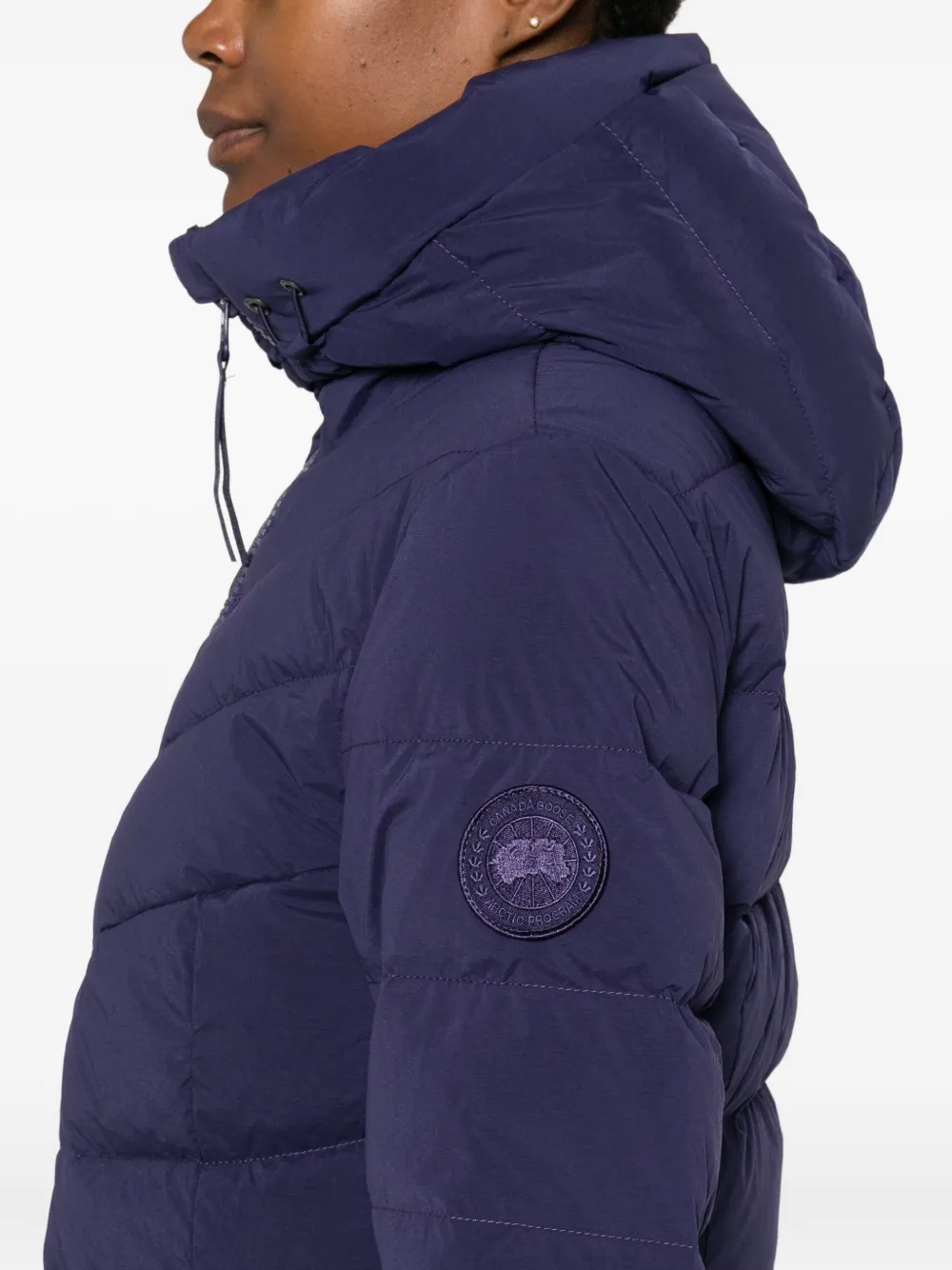 Canada Goose Womens Future Dusk Clair Hooded Stretch-woven Down Jacket In Blue