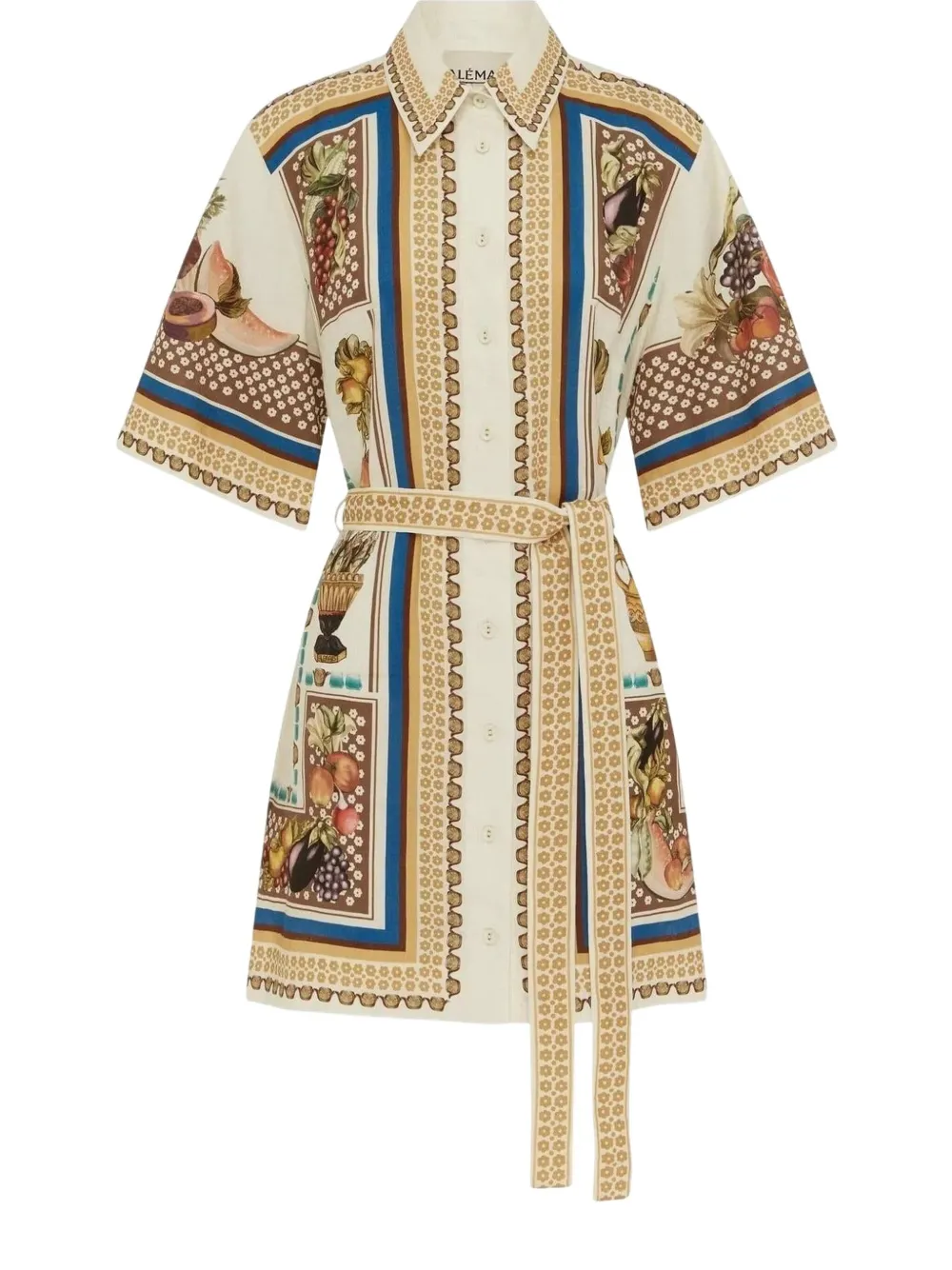 ALEMAIS Mercado fruit-print mini dress - Beige