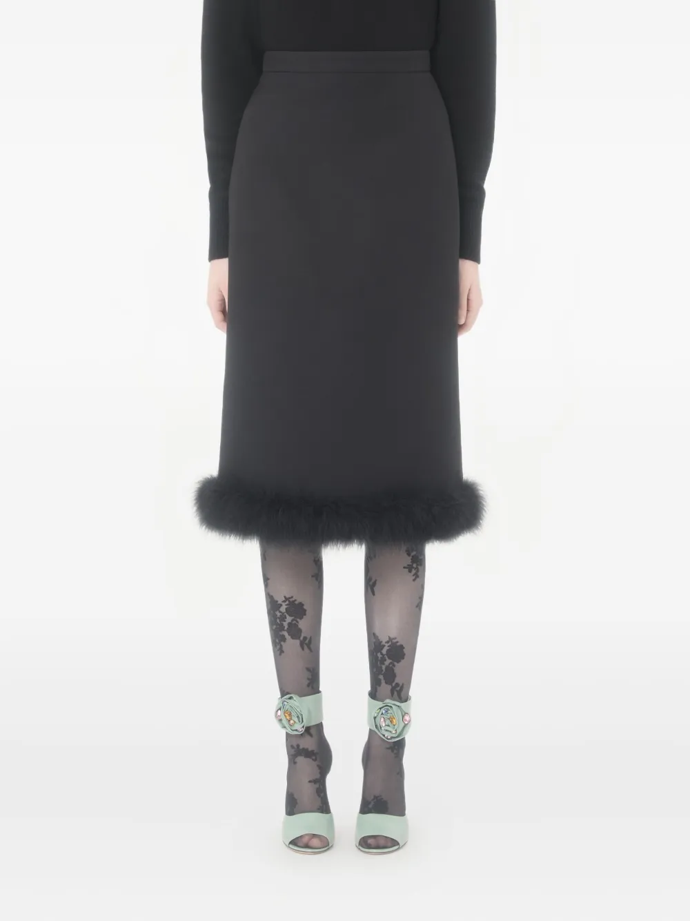 Valentino Garavani Mini-rok met veren afwerking Zwart