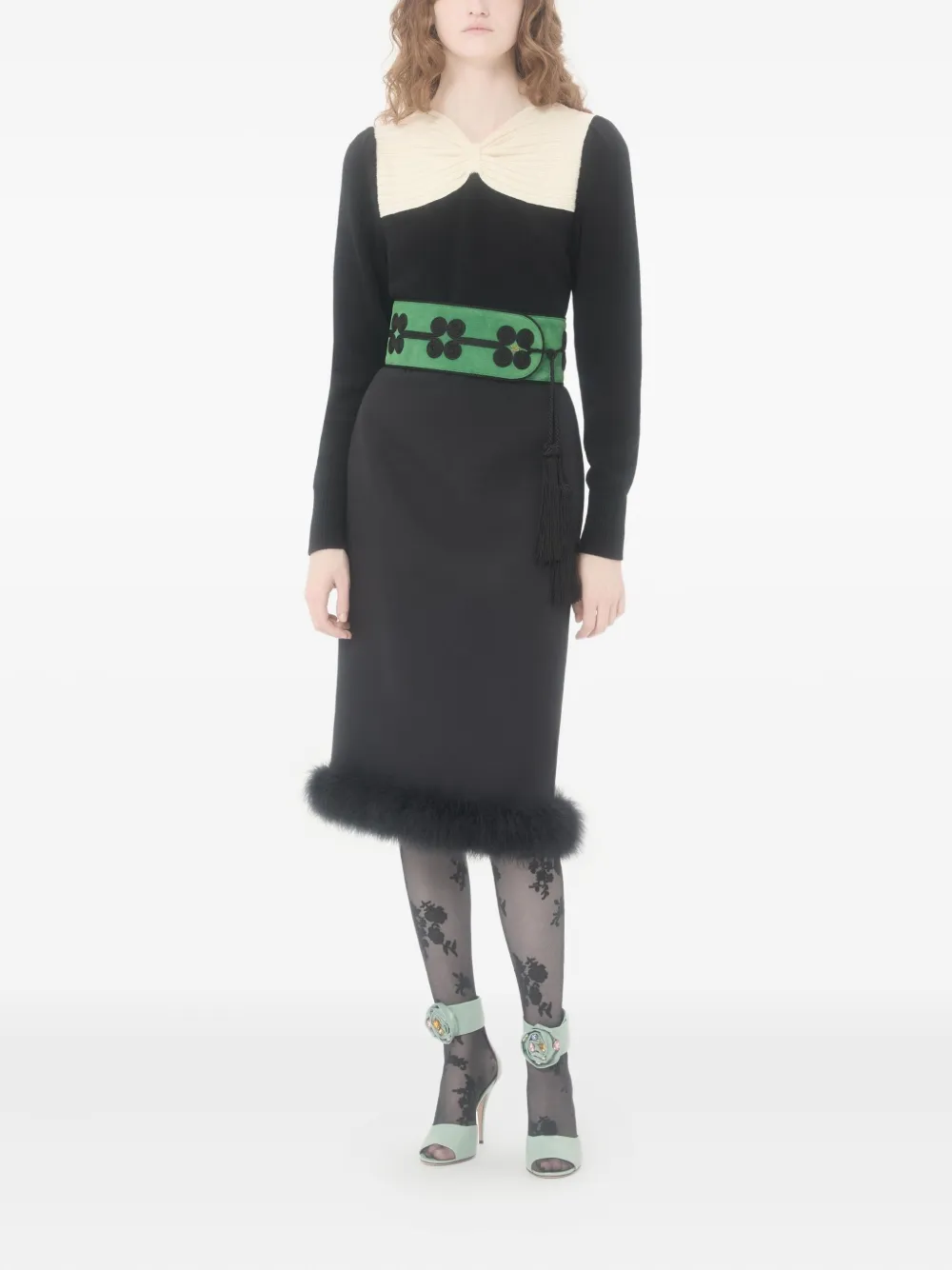 Valentino Garavani Mini-rok met veren afwerking Zwart