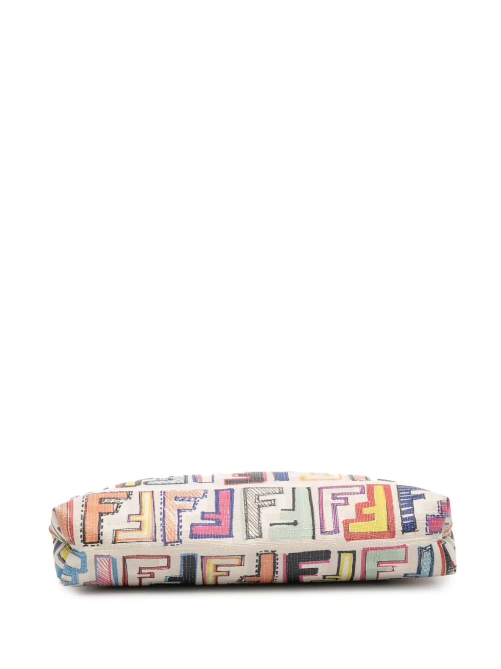 Pre-owned Fendi 2000-2010 Multicolor Zucca Spalmati Chain Pochette Shoulder Bag