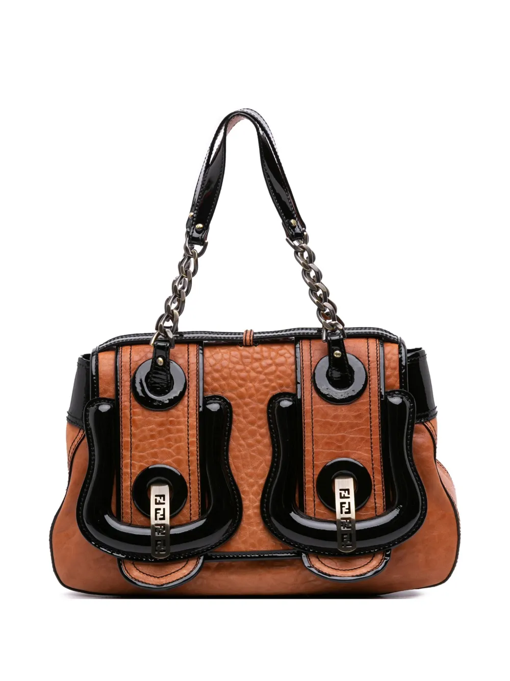 Fendi Pre-Owned 2000-2010S ミディアム レザー B バッグ トップハンドル ハンドバッグ - ブラック Fendi Pre-Owned 2000-2010S ミディアム レザー B バッグ トップハンドル ハンドバッグ - ブラック