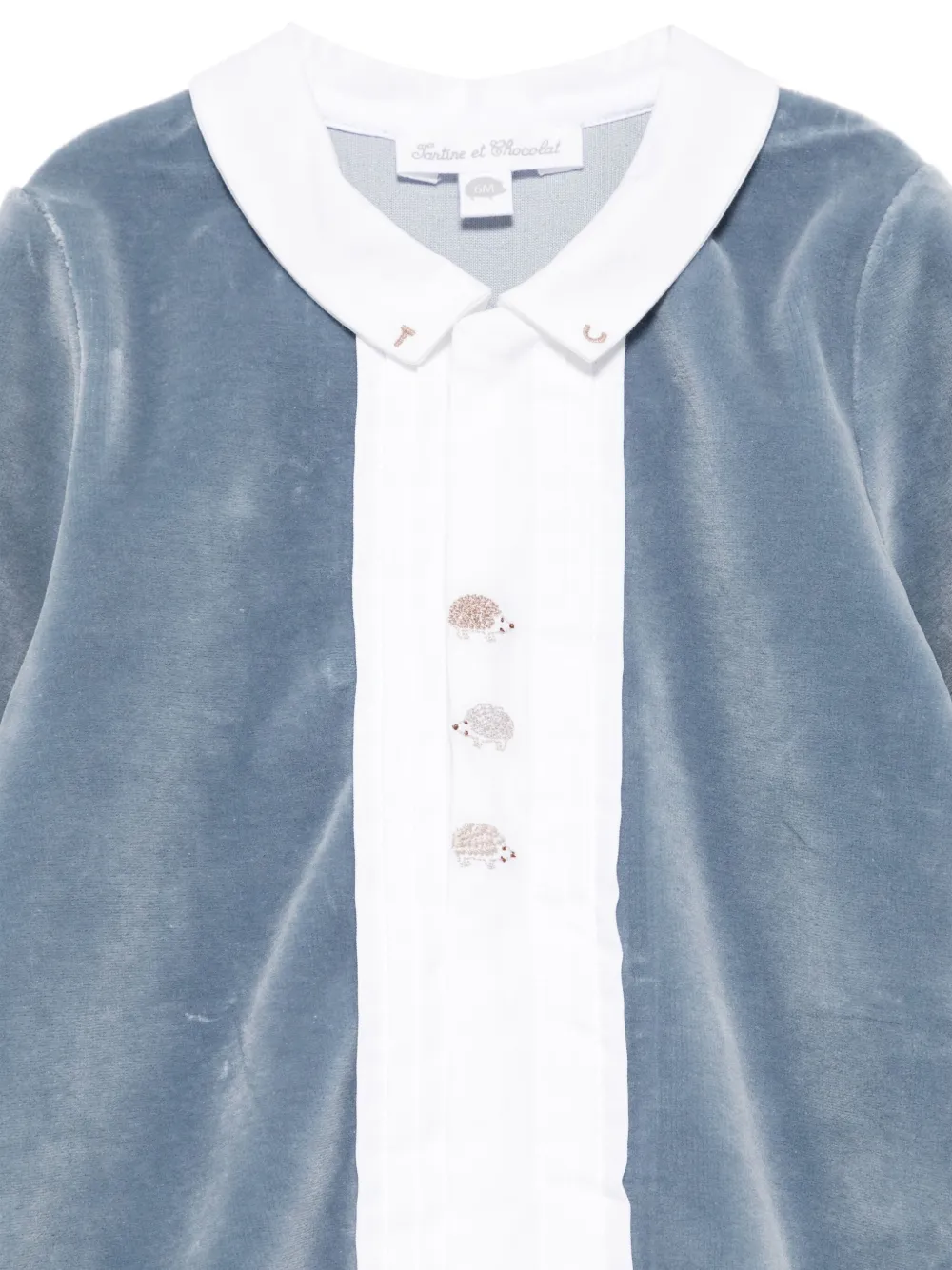 Tartine Et Chocolat Velour Babygrow In Blue