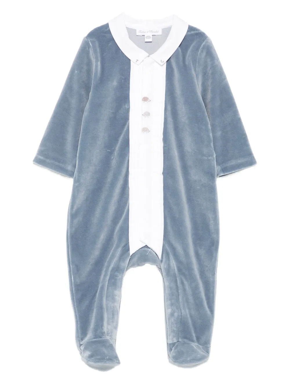 Tartine Et Chocolat Velour Babygrow In Blue