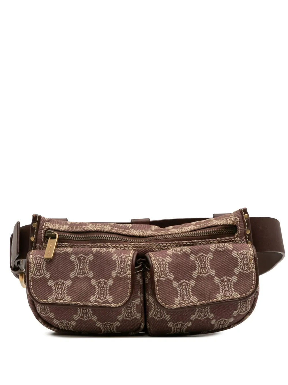 Celine Pre-Owned 20th Century Macadam Denim Double Pocket belt bag - Celine Pre-Owned 20th Century Macadam Denim Double Pocket belt bag -