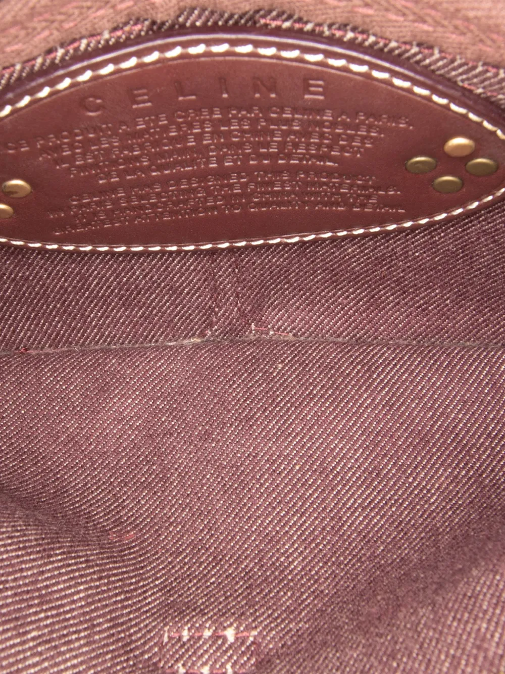 Pre-owned Celine 20th Century Macadam Denim Double Pocket Belt Bag In Brown