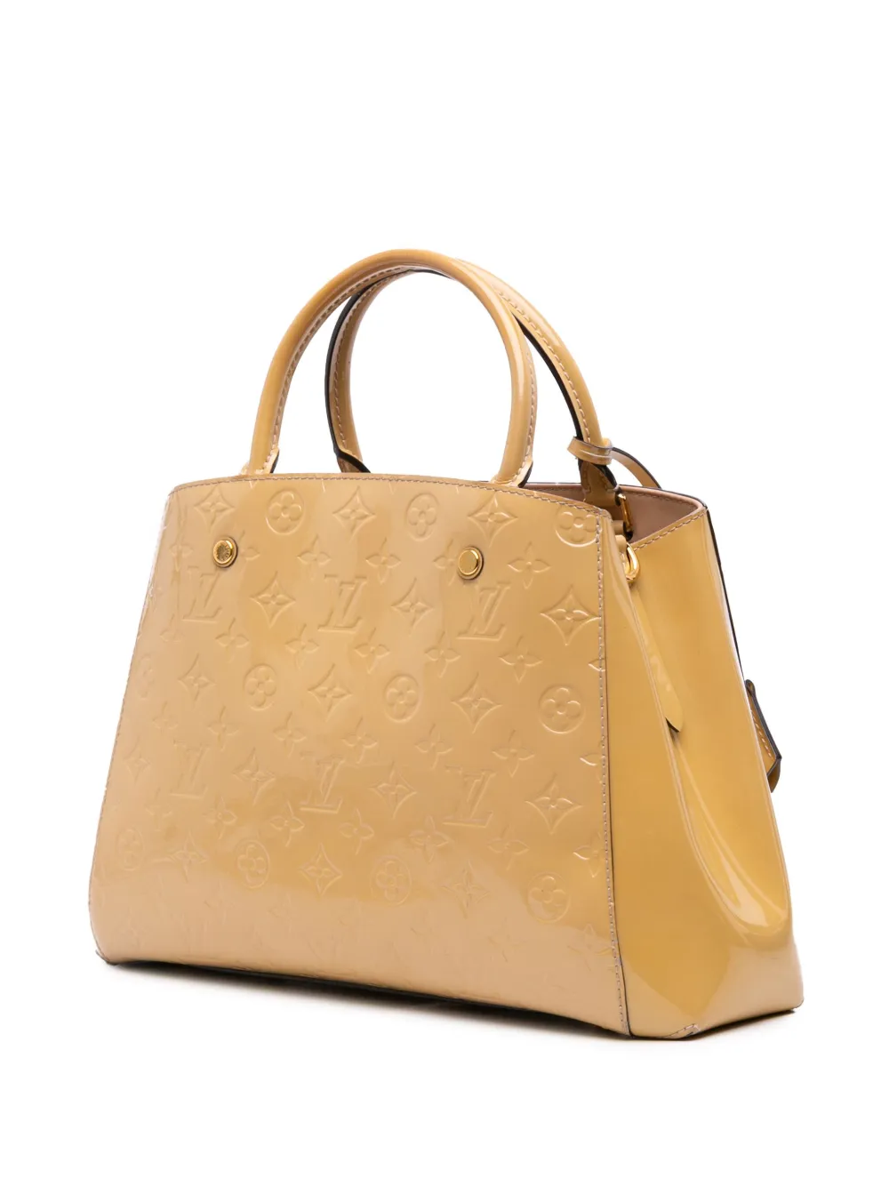 Pre-owned Louis Vuitton 2015 Monogram Vernis Montaigne Mm Satchel In Brown