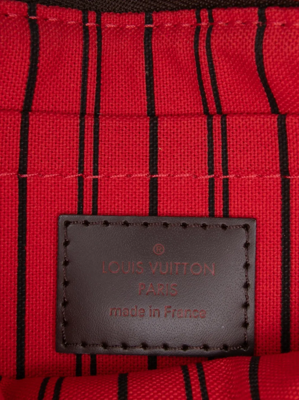 Pre-owned Louis Vuitton 2014 Damier Ebene Neverfull Mm Pouch In Brown
