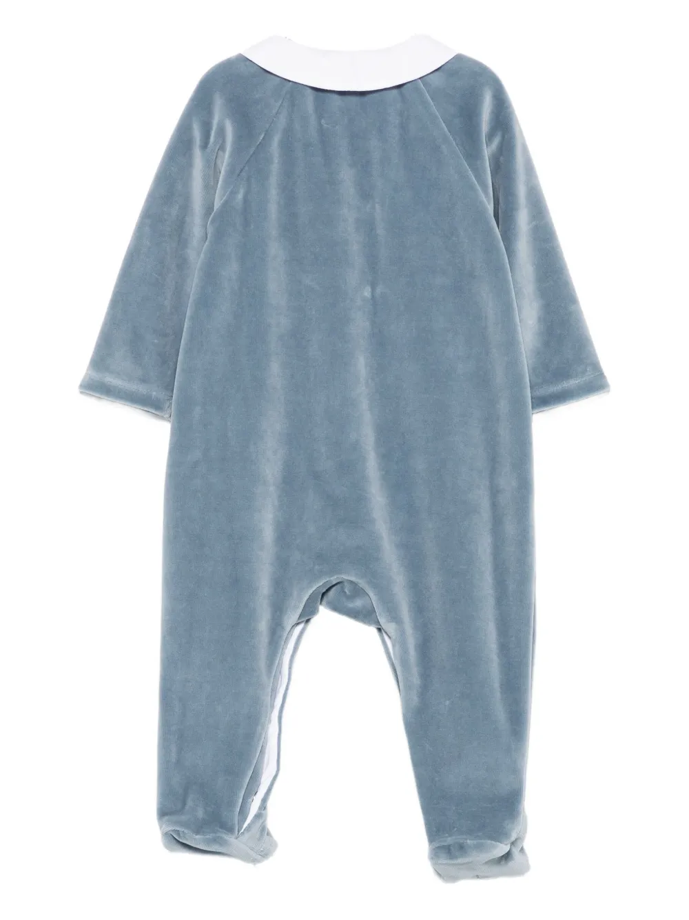 Tartine Et Chocolat Embroidered-design Velour Jumpsuit In Blue