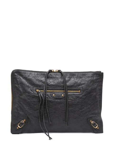 Balenciaga Pre-Owned شنطة كلاتش 'موتوكروس كلاسيك' جلد مسطحة بسحاب بالكامل 2017