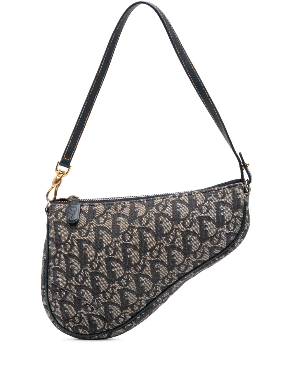 Pre-owned Dior 2002 Mini Issimo Canvas Saddle Pochette Shoulder Bag In Blue