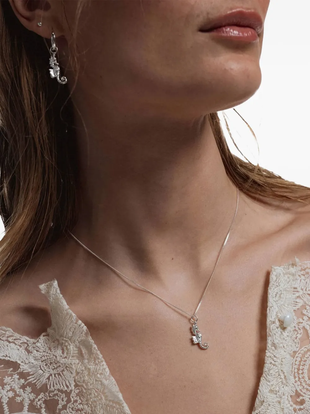 NO MORE Sea Horse schakelhalsketting - Zilver