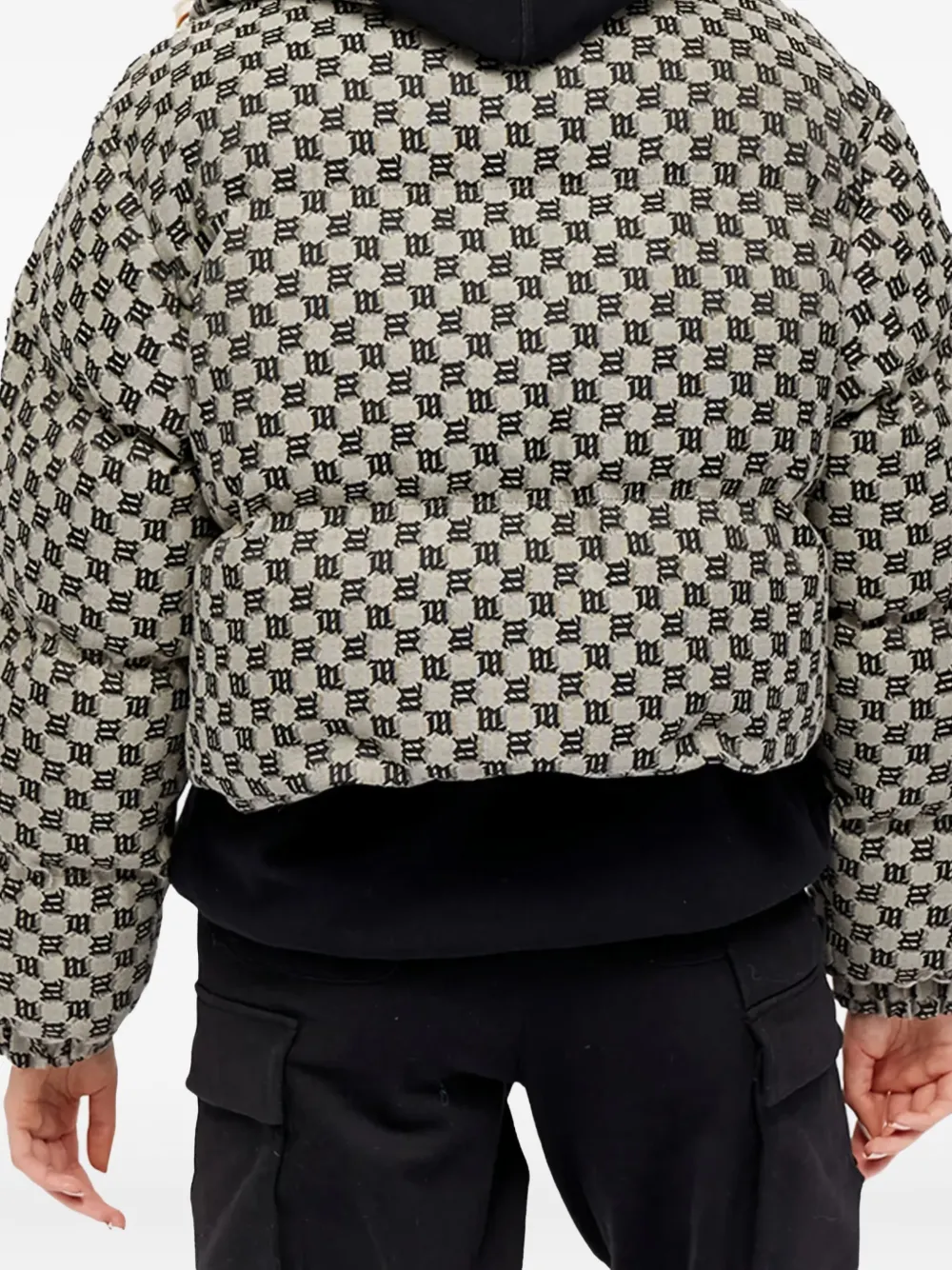Misbhv Monogram-print Cropped Puffer Jacket In Gray