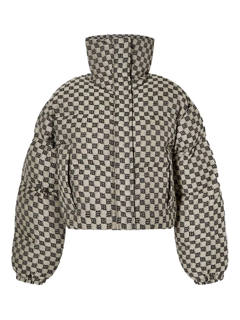 Misbhv Monogram-print Cropped Puffer Jacket In Gray