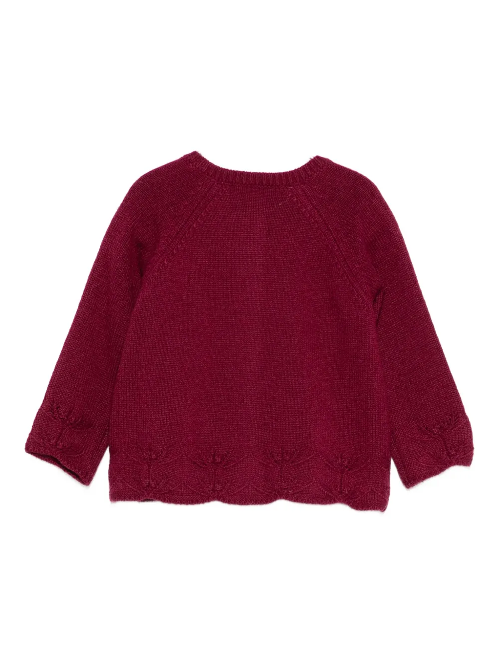 Tartine Et Chocolat Embroidered Raglan-sleeve Cardigan In Red