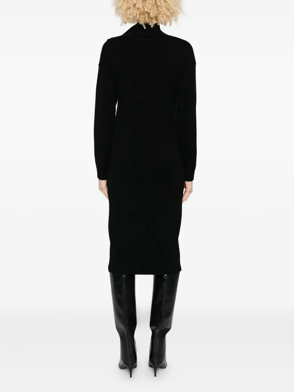 Ermanno Firenze Floral-embroidered V-neck Dress In Black
