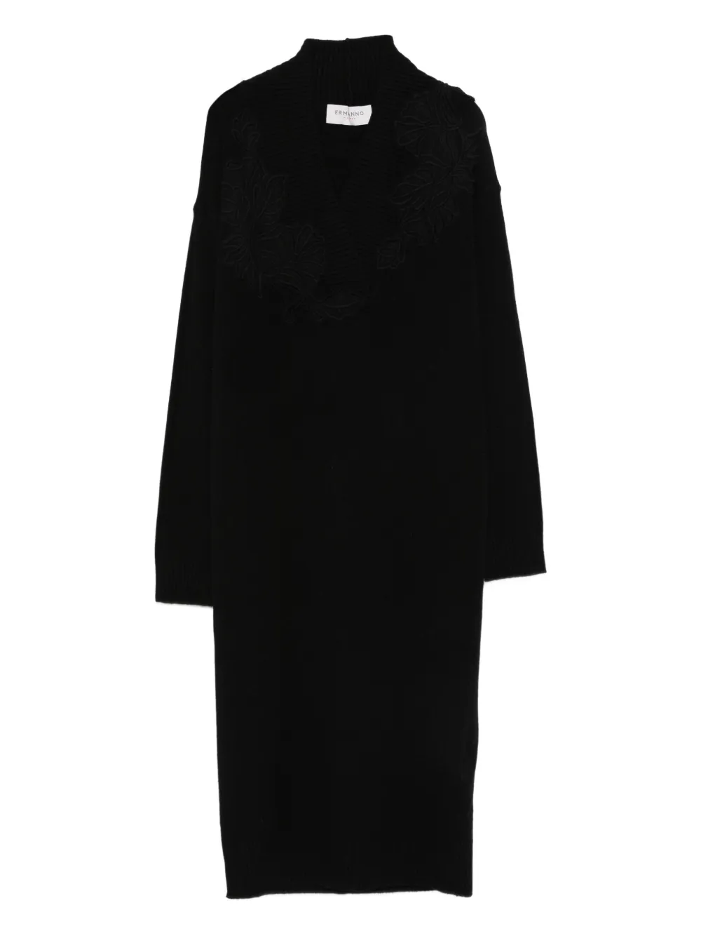 ERMANNO FIRENZE  floral-embroidered V-neck dress | Black | Image 1