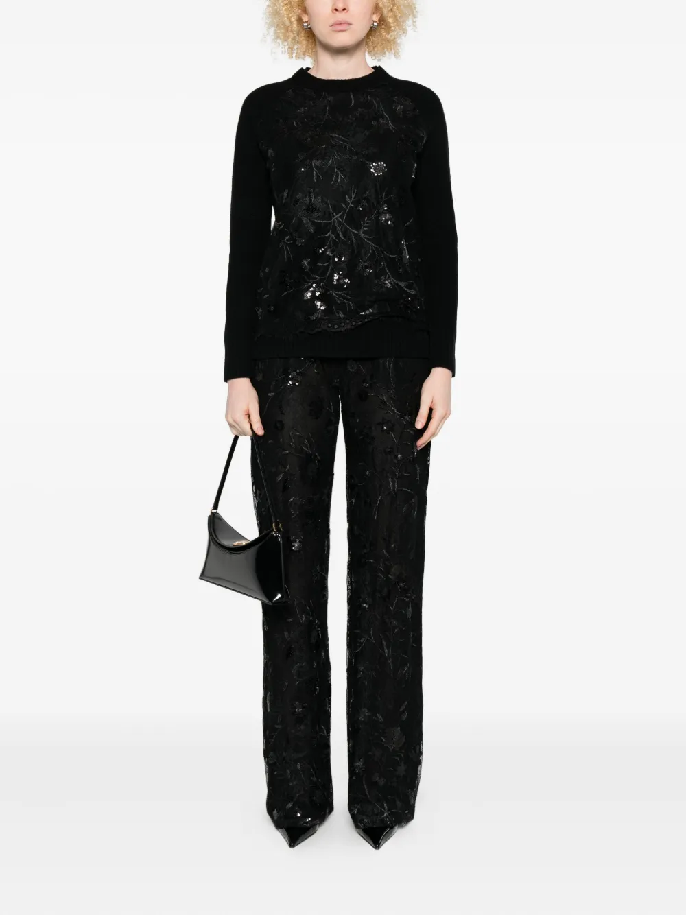 Ermanno Firenze Sequin-embellished Sweater In Black