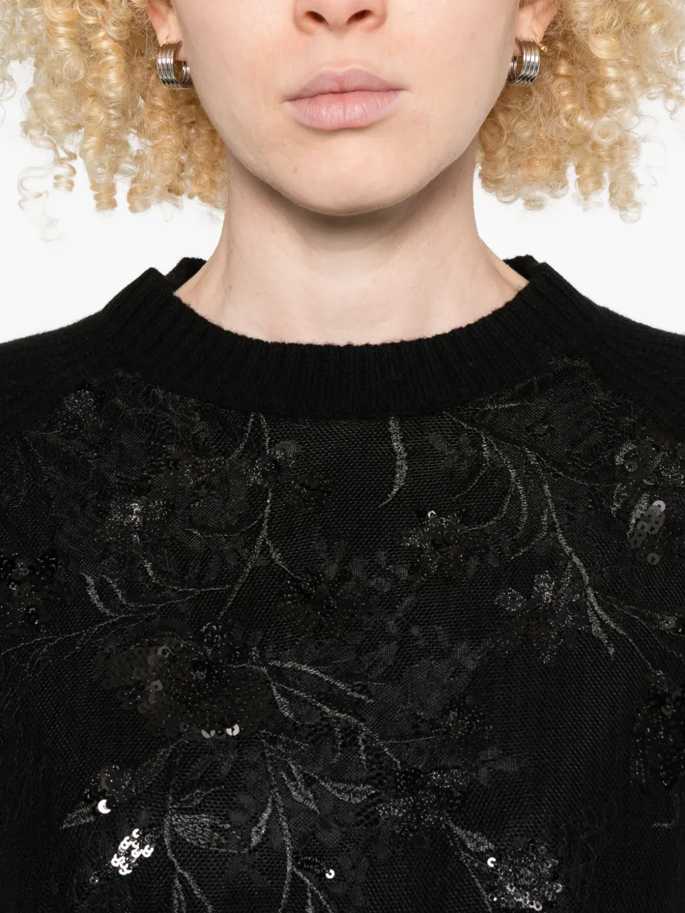 Ermanno Firenze Sequin-embellished Sweater In Black