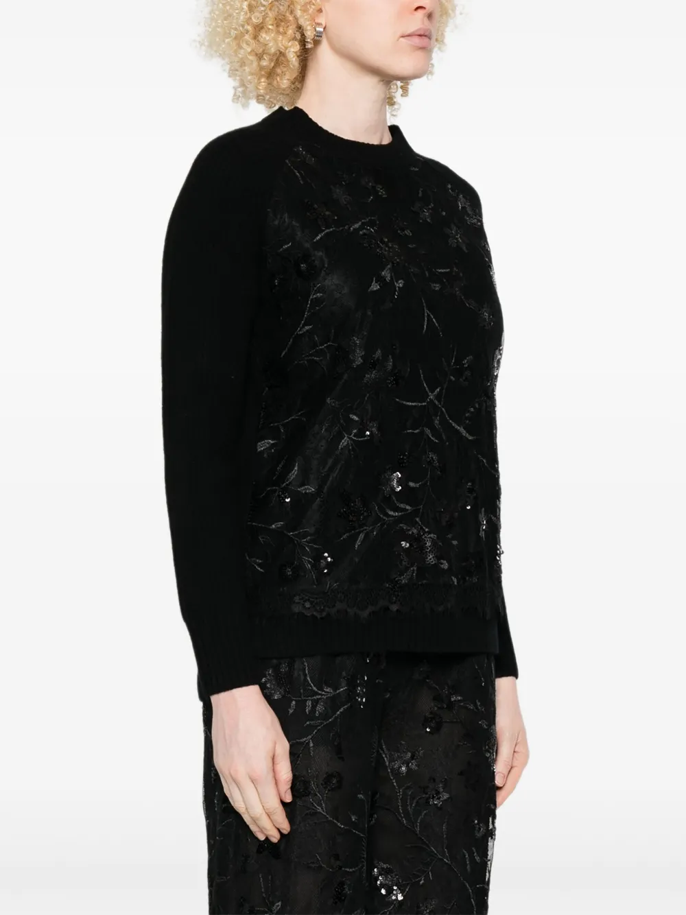 Ermanno Firenze Sequin-embellished Sweater In Black